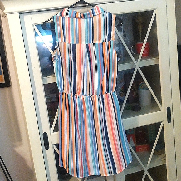 4/$20 Beautiful BeBop summer striped sleeveless collared dress-M - Picture 6 of 7